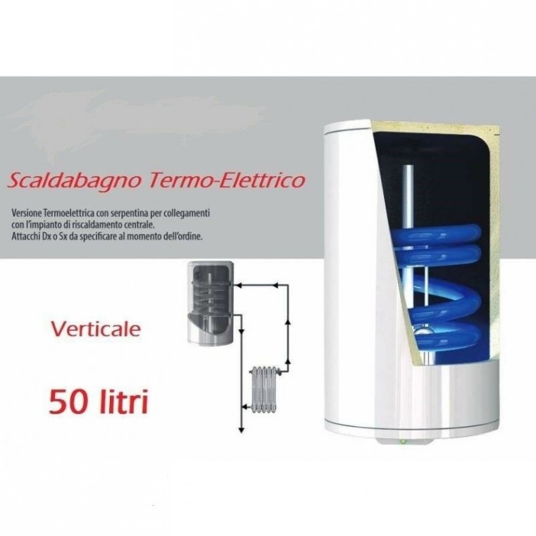 Scaldabagno TermoElettrico ST Verticale LT.50 con Serpentino GARANZIA 5 ANNI
