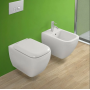 Sanitari bagno vaso wc water sospeso con bidet, coprivaso, Metropolitan Rak