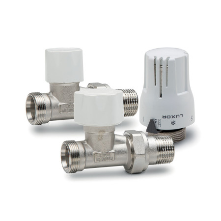 TESTA TESTINA TERMOSTATICA KIT VALVOLA DETENTORE LINEARE RADIATORE ADATTATORI LUXOR