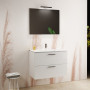 MOBILE BAGNO SOSPESO CON SPECCHIERA E LAVABO INTEGRATO MODELLO MIA 80 BIANCO