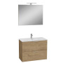 MOBILE BAGNO SOSPESO CON SPECCHIERA E LAVABO INTEGRATO MODELLO MIA 80 COLORE GOLD OAK