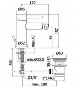 Miscelatore bidet Paffoni Stick ottone cromato scarico automatico 1"1/4 SK135HCR