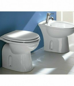 Sanitari filomuro per arredo bagno wc + sedile copriwc + bidet serie rak karla