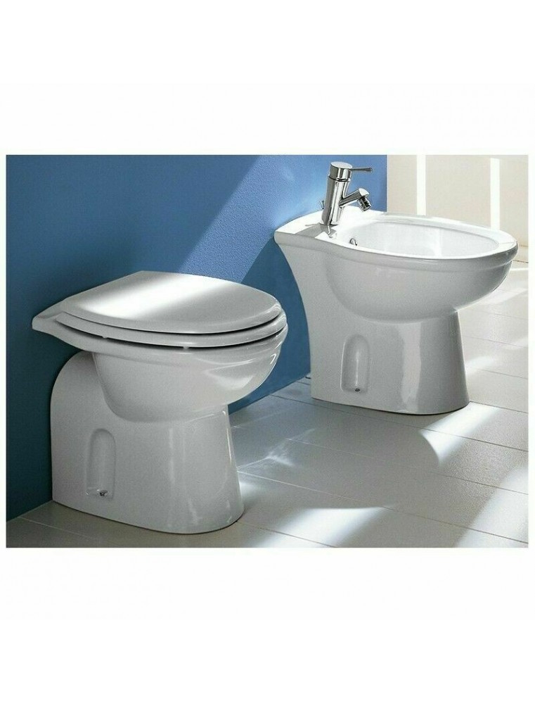 Sanitari filomuro per arredo bagno wc + sedile copriwc + bidet serie rak karla
